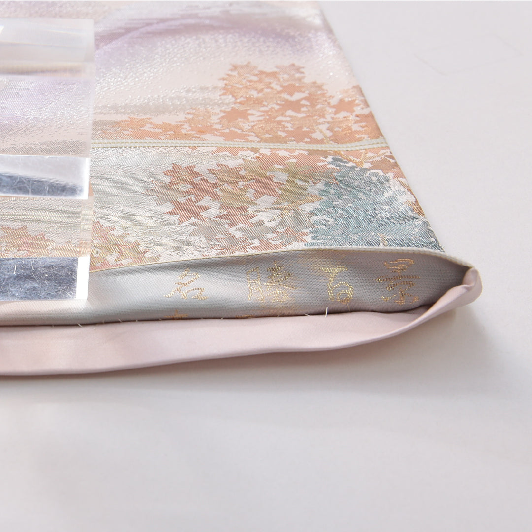 袋帯 帯丈420cm セミフォーマル 六通 Aランク 正絹 山 紫系 1223-02156