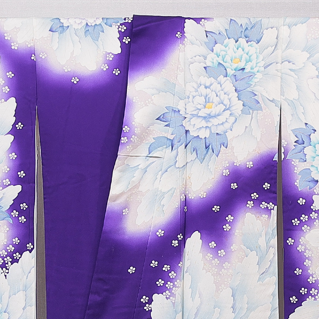 振袖 袷 身丈166cm 裄丈65cm 正絹 Cランク フォーマル 広衿 XLサイズ 牡丹 白系 LP 1215-06992