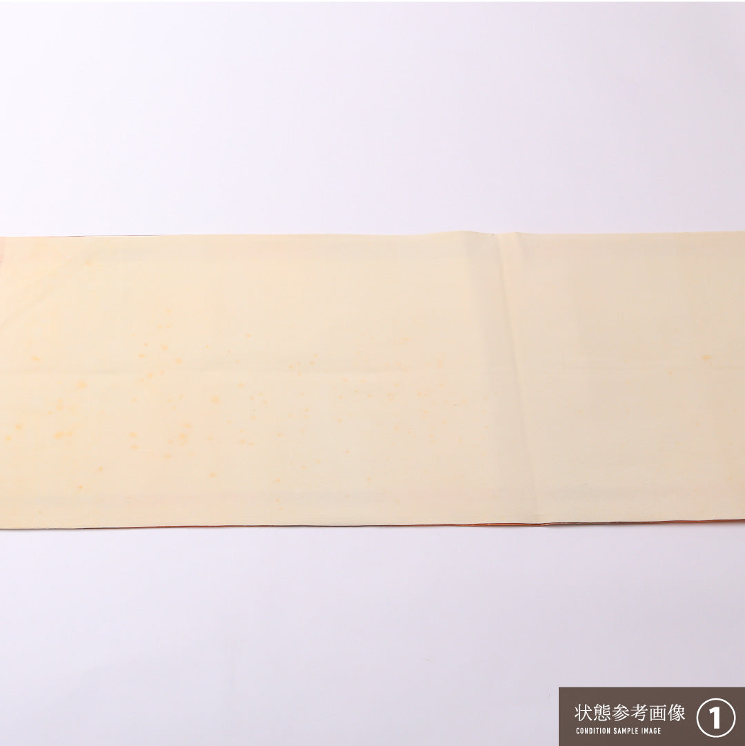 九寸名古屋帯 Aランク 帯丈338cm 正絹 全通 名古屋仕立て 染め インフォーマル 塩瀬 秋草文 ピンク系・朱系 RP 1245-02616