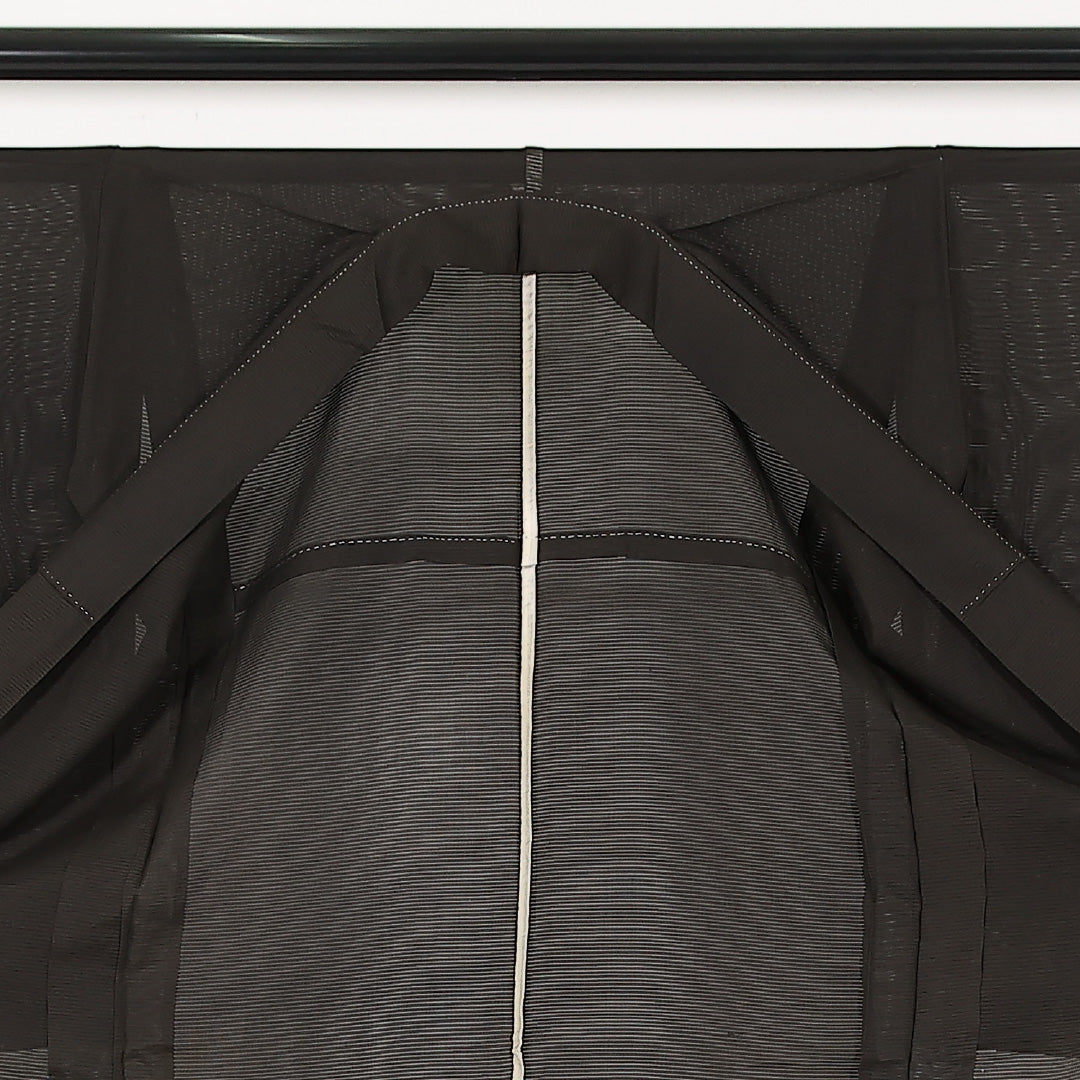 アンティーク 夏物 黒留袖 絽 身丈150cm 裄丈62cm 正絹 Aランク 五つ紋 (五三桐) バチ衿 Sサイズ 刺繍 撫子 黒系 SR 1213-17415