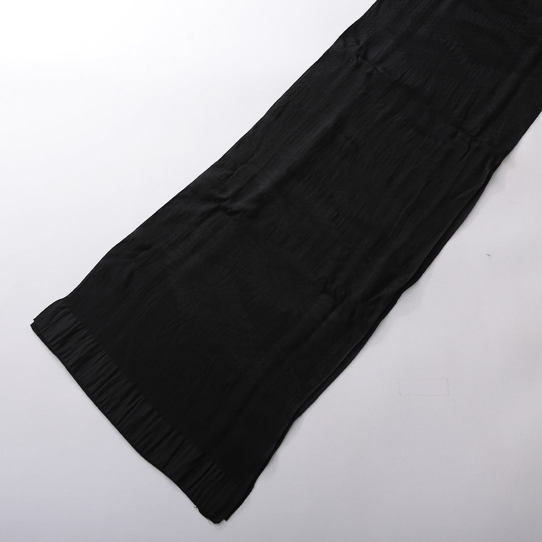 未使用品 帯締め・帯揚げセット 弔事用 正絹 平組紐 ちりめん 黒系 1254-01071