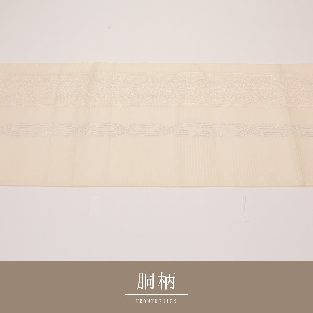夏物 袋帯 帯丈436cm 正絹 六通 インフォーマル 創作柄 白系 1243-02431