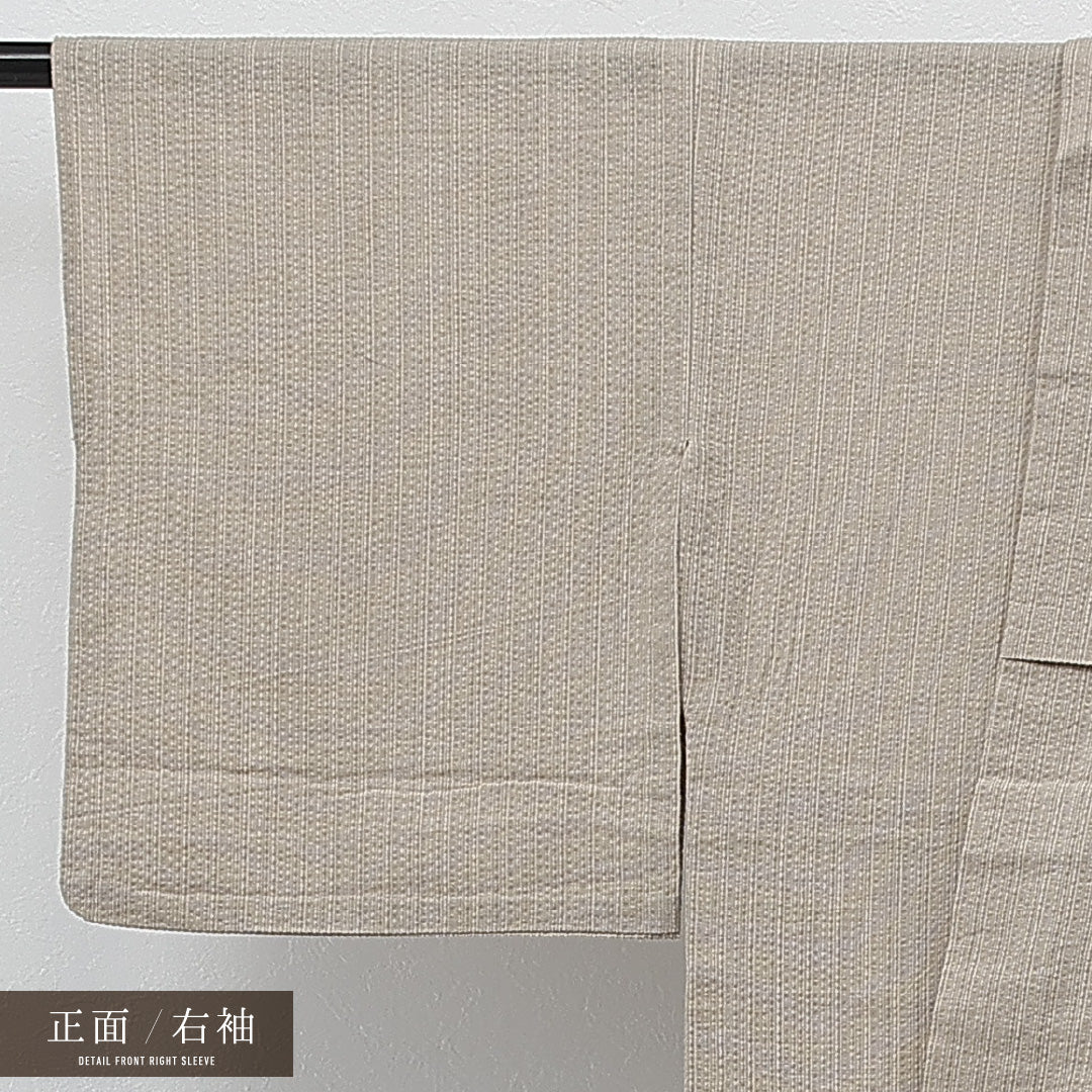 洗える着物 木綿の紬 単衣 身丈172cm 裄丈67cm 木綿 Sランク カジュアル 広衿 XLサイズ 抽象柄 クリーム系 RP 1223-17276