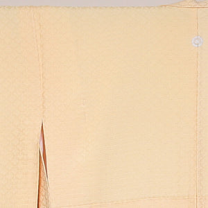 色無地 袷 身丈154cm 裄62.5cm 一つ紋 地紋あり 正絹 黄系 Aランク 一つ紋 1214-00352-3223