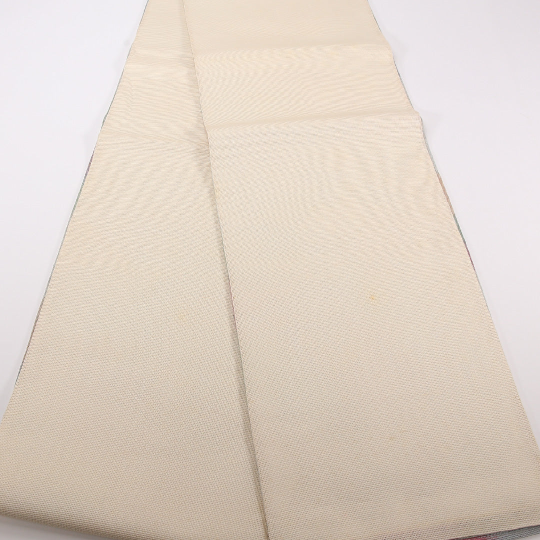 夏物 袋帯 帯丈426cm 正絹 全通 インフォーマル 紅葉 楓 クリーム系 1243-02502
