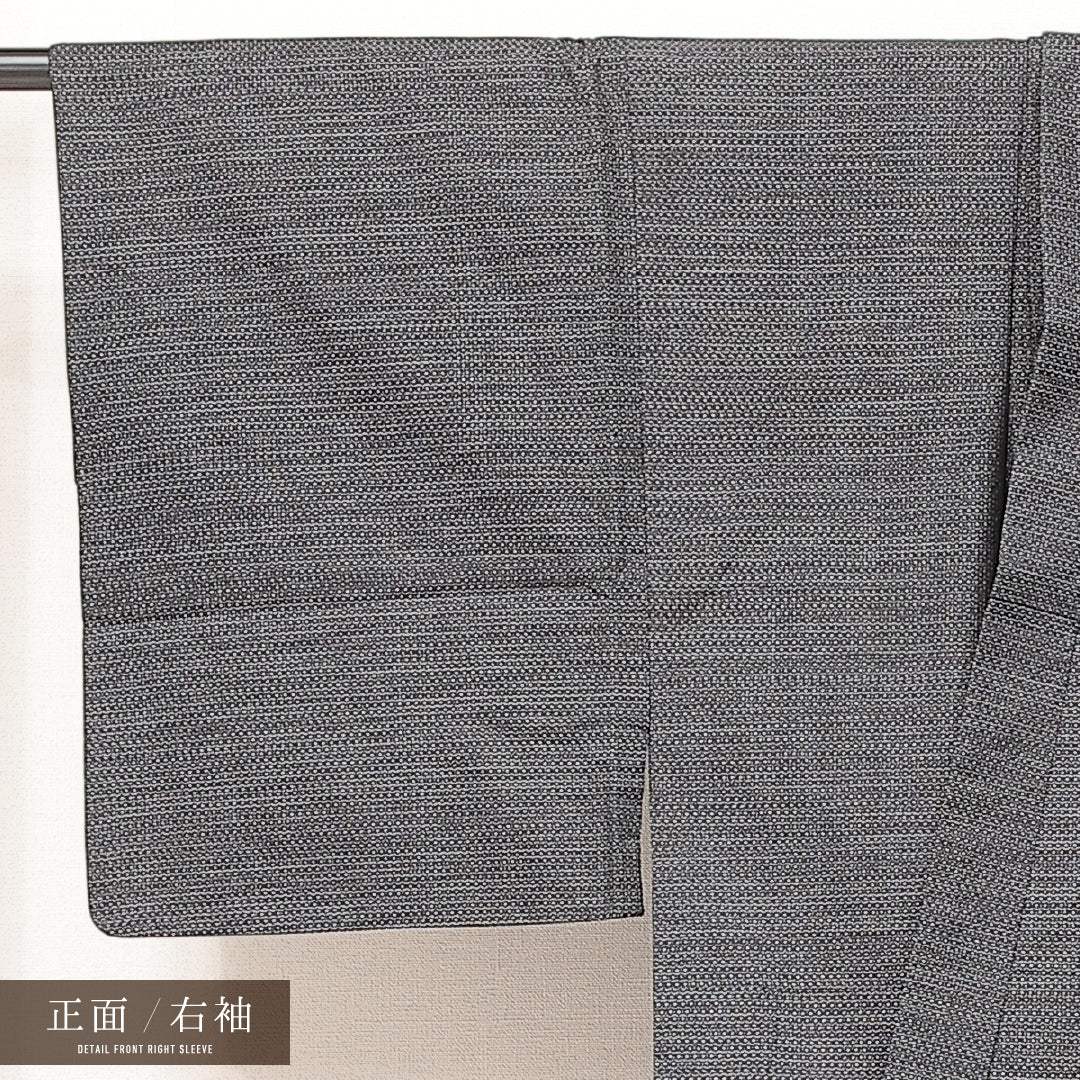 アンサンブル 男着物 袷 身丈142cm 裄丈34cm 正絹 Aランク カジュアル 棒衿 2XLサイズ 十字絣 グレー系 RP 1224-17237