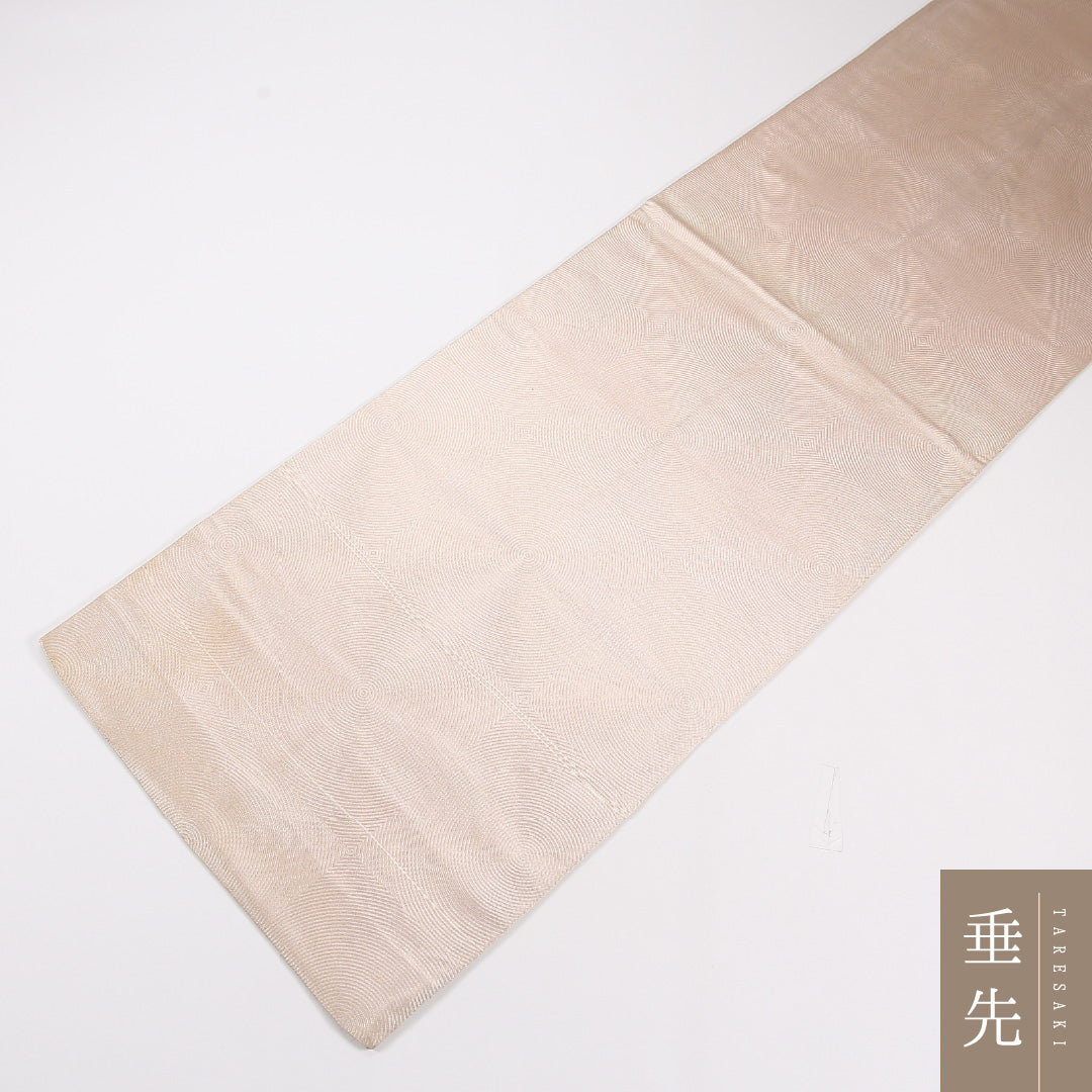 幾何学柄 袋帯 帯丈428cm 正絹 全通 インフォーマル 朱系 ピンク系 1243-02640