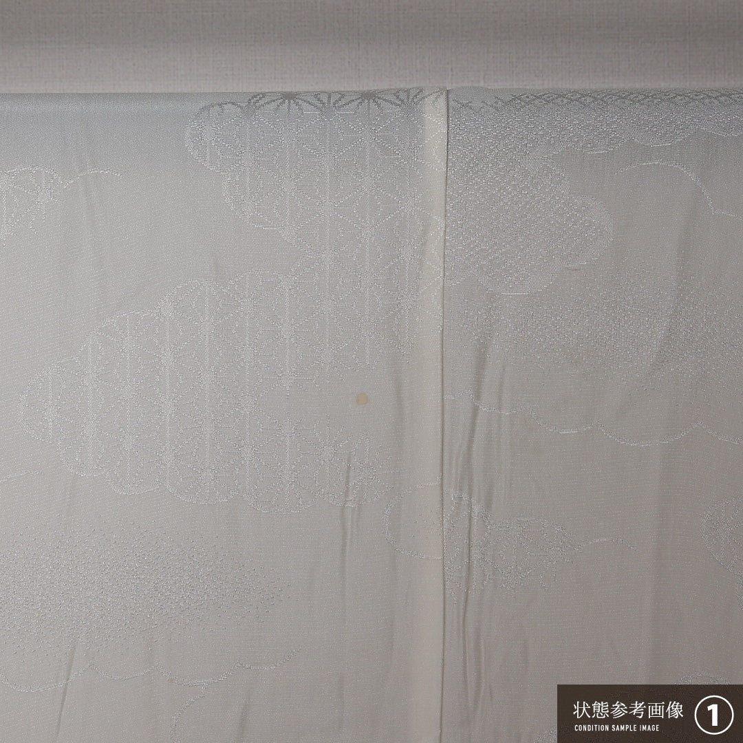 長襦袢 無双袖 身丈124cm 裄丈64cm 正絹 Aランク Mサイズ 雲取り 白系 RP 1239-12643