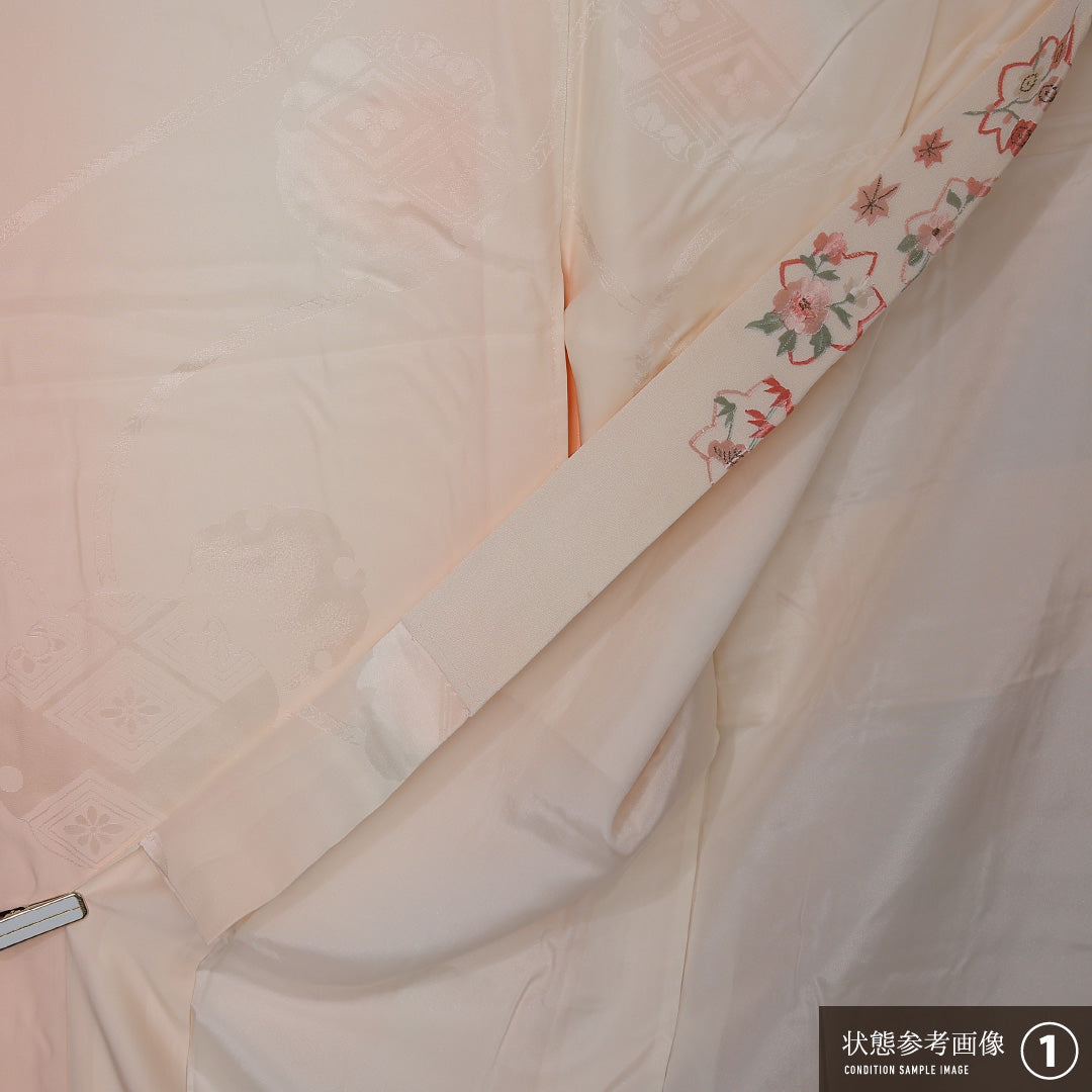 振袖用 長襦袢 袷 身丈127cm 裄丈63cm 正絹 Aランク Mサイズ 花菱亀甲 ピンク系 RP 1240-12688