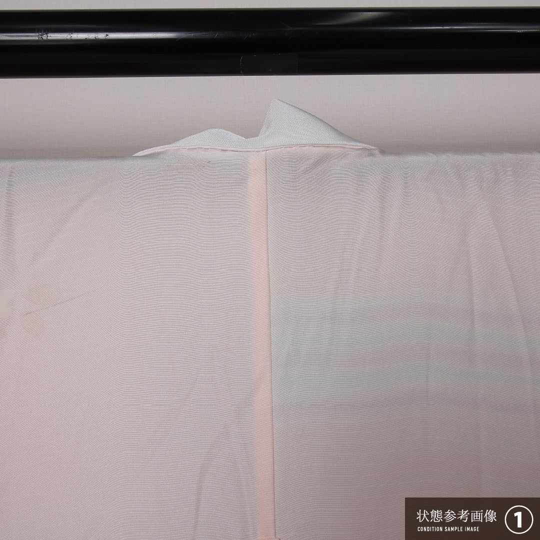 長襦袢 無双袖 身丈126cm 裄丈60cm 正絹 Aランク Mサイズ 居敷当て 椿 ピンク系 RP 1239-12666