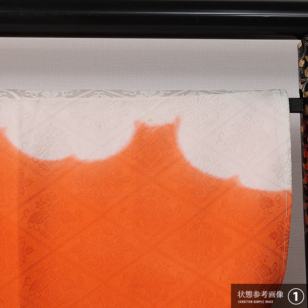 長襦袢 袷 身丈133cm 裄丈66cm 正絹 Aランク XLサイズ 菱 朱系 RP 1239-12683