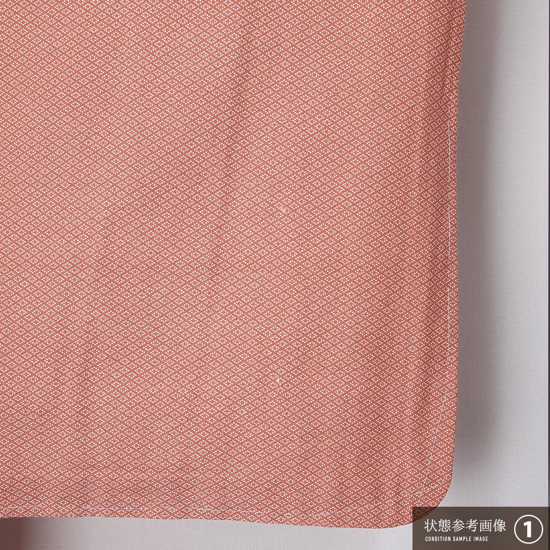 小紋 単衣 身丈159cm 裄丈64cm 正絹 Aランク インフォーマル バチ衿 Mサイズ 菱 ピンク系 HP 1221-12194