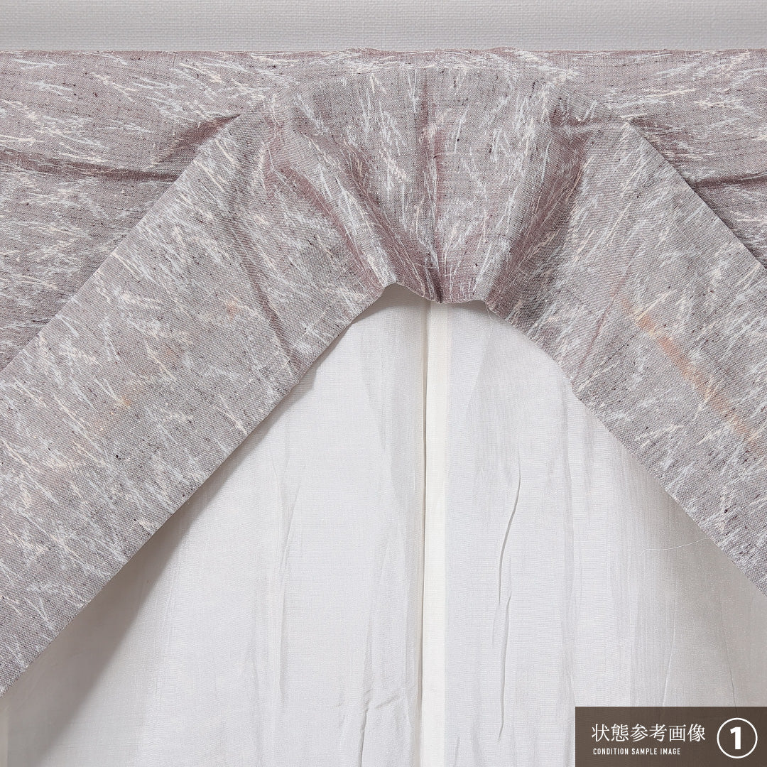 紬 袷 身丈156cm 裄丈63cm 正絹 Bランク Mサイズ 広衿 カジュアル 松葉 紫系 1216-14998