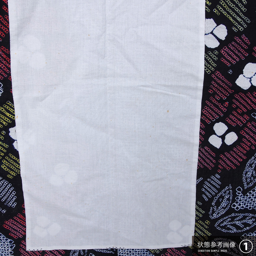 夏物 洗える着物 木綿の有松鳴海絞 (有松鳴海絞) 夏物 身丈149cm 裄丈67cm 木綿 Aランク カジュアル バチ衿 XSサイズ 居敷当て 花柄 紺系 M4 1225-12123