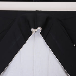 黒留袖 袷 身丈164cm 裄67cm 正絹 五つ紋 比翼仕立て 丸に四ツ目菱 檜扇 道長取り 菊 黒系 Aランク 1211-00109