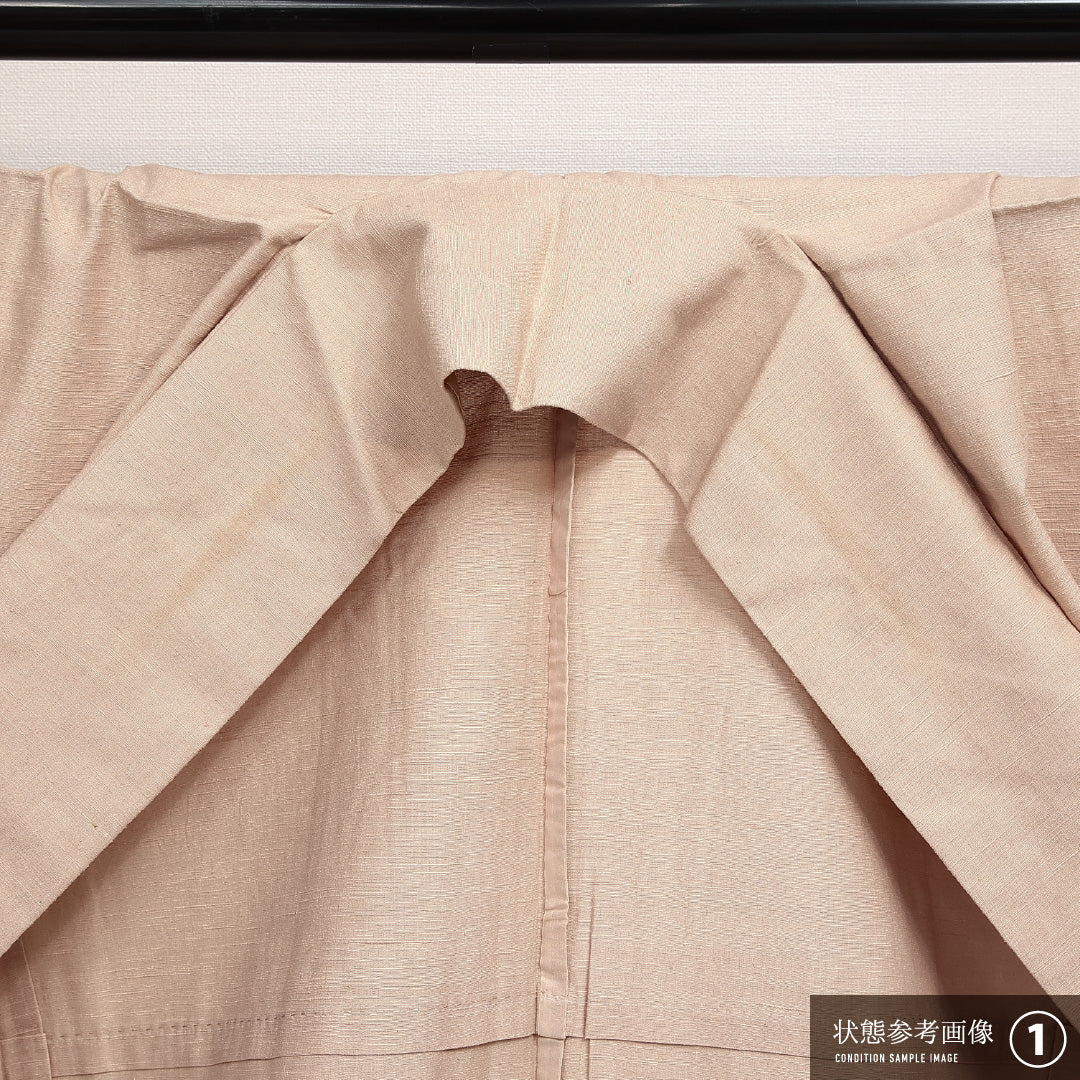上田紬 単衣 身丈155cm 裄丈64cm 正絹 Sランク カジュアル 広衿 Mサイズ 草木染め ベージュ系 RP 1223-14003