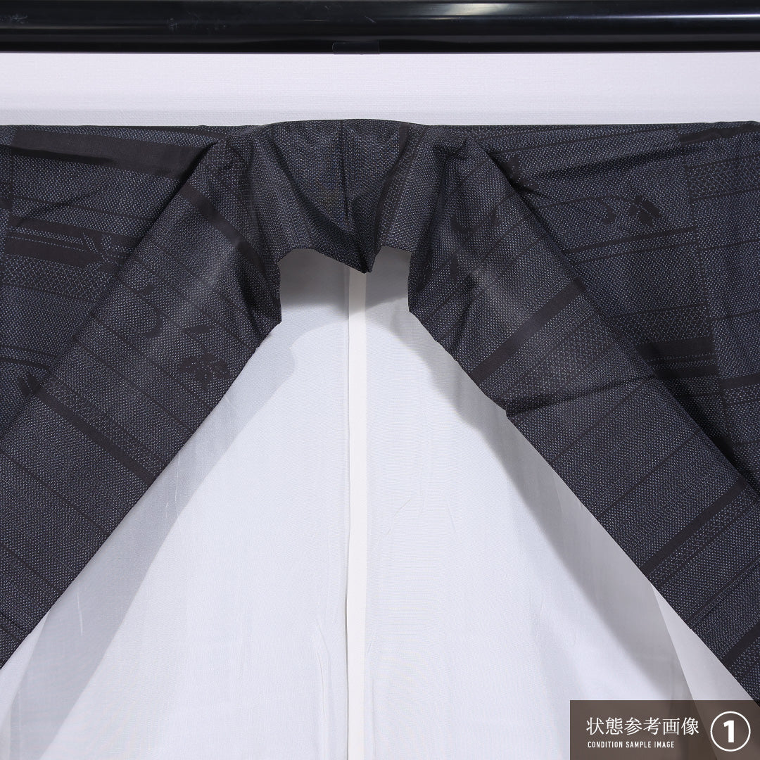 大島紬 袷 身丈158cm 裄丈64cm 正絹 Aランク インフォーマル 広衿 Mサイズ 花柄 紺系 RP 1223-11706