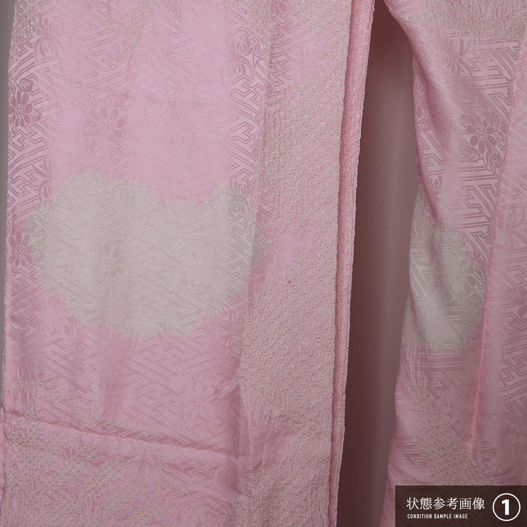 振袖用 長襦袢 袷 身丈128cm 裄丈63cm 正絹 Aランク Lサイズ 紗綾型 ピンク系 RP 1240-12655