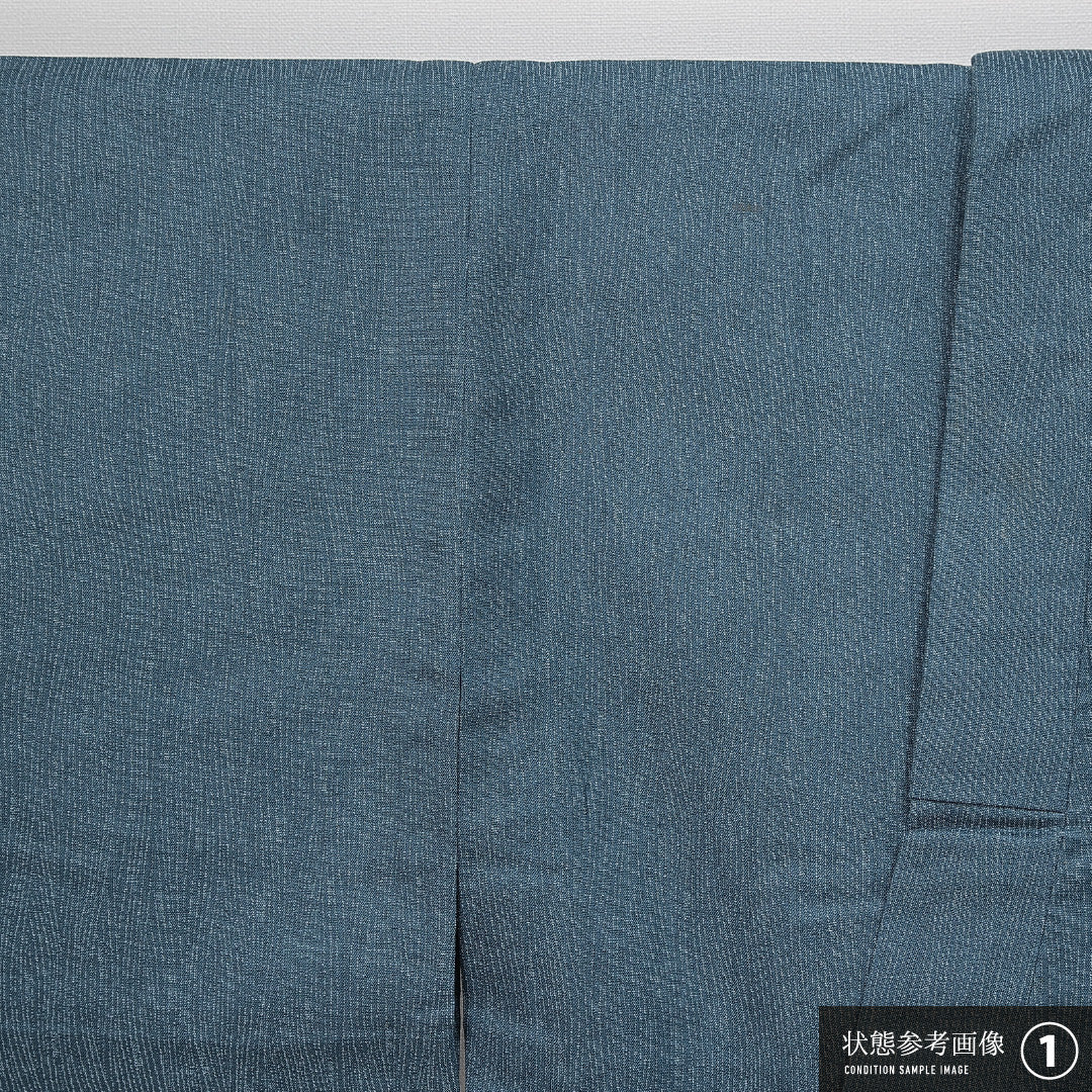 小紋 単衣 身丈150cm 裄丈62cm 正絹 Bランク インフォーマル バチ衿 Sサイズ 無地 青系 HP 1221-14796