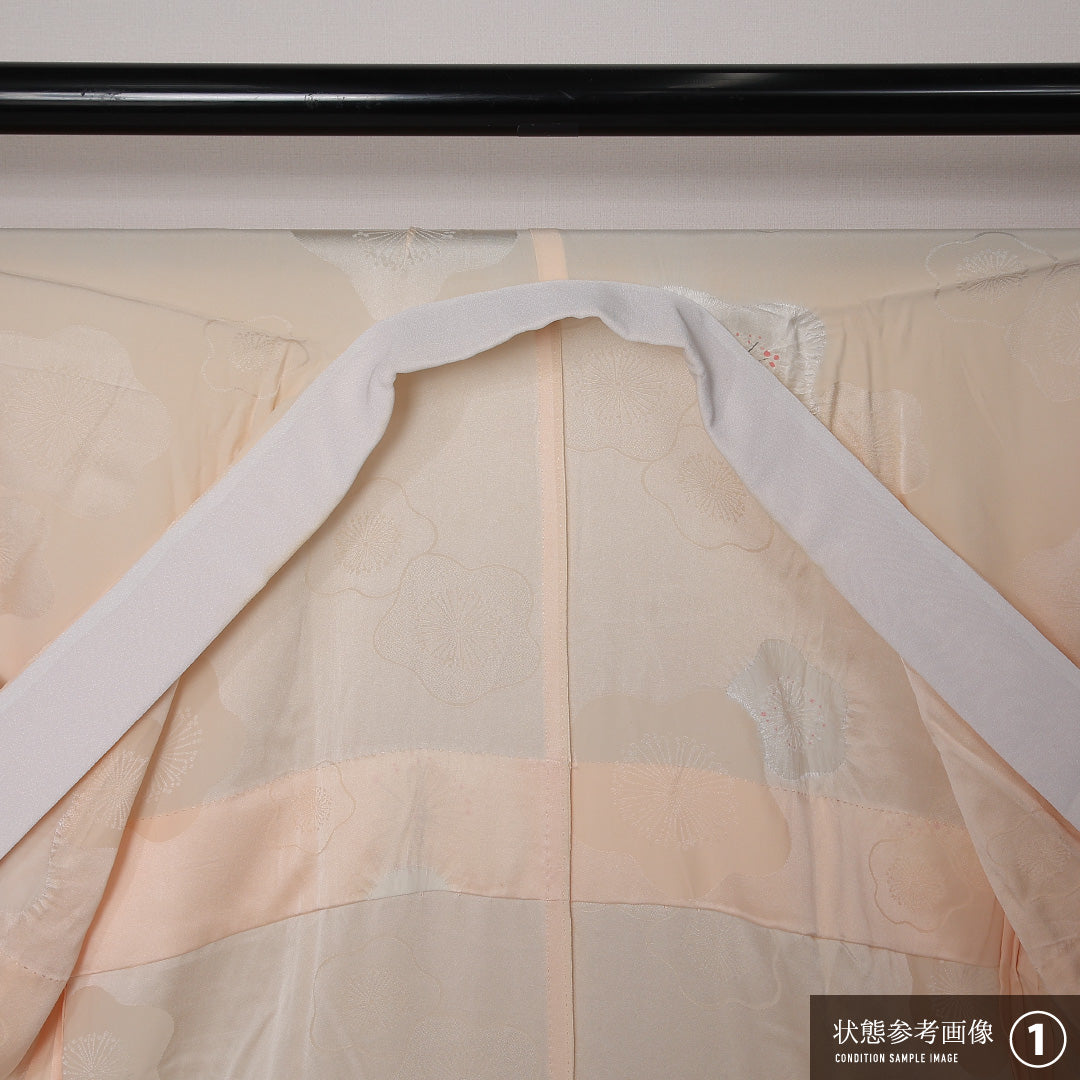 長襦袢 無双袖 身丈131cm 裄丈64cm 正絹 Bランク Lサイズ 梅 クリーム系 RP 1239-12685