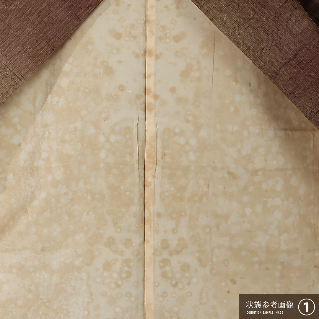 訪問着 袷 身丈160cm 裄丈64cm 正絹 Bランク セミフォーマル 広衿 Lサイズ 染め紬 ぼかし染 相良刺繍 組紐 茶系 RP 1217-12499