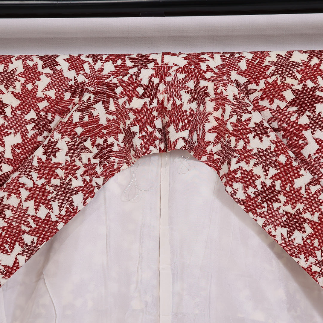 小紋 袷 身丈149.5cm 裄63.5cm 正絹 紅葉 赤系 Cランク 1215-02466