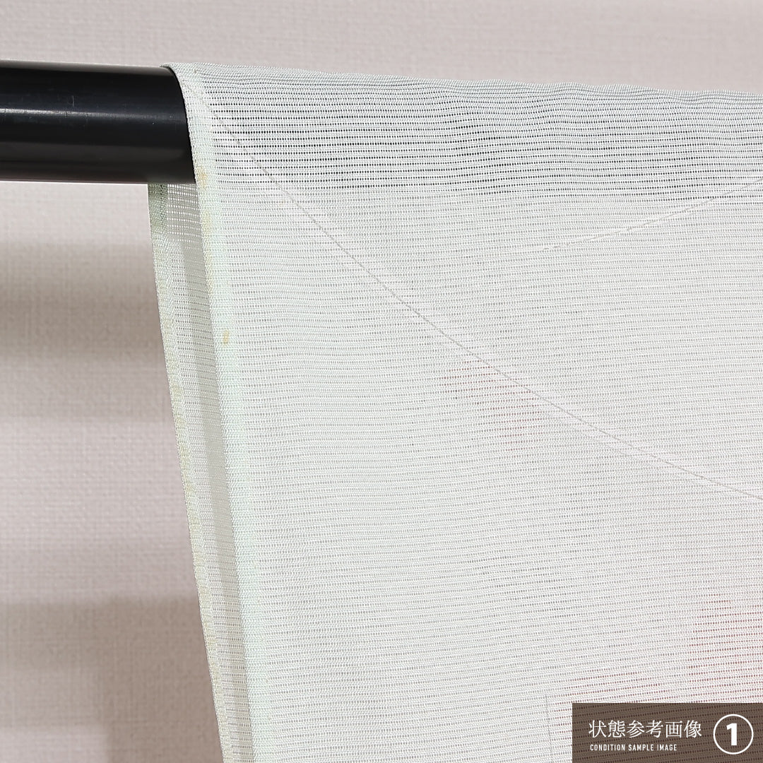 夏物 洗える着物 小紋 絽 身丈160cm 裄丈64cm ポリエステル Aランク インフォーマル バチ衿 Lサイズ 花柄 緑系 RP 1221-13228
