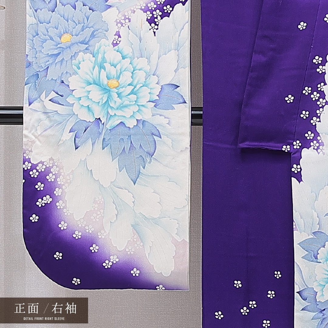 振袖 袷 身丈166cm 裄丈65cm 正絹 Cランク フォーマル 広衿 XLサイズ 牡丹 白系 LP 1215-06992