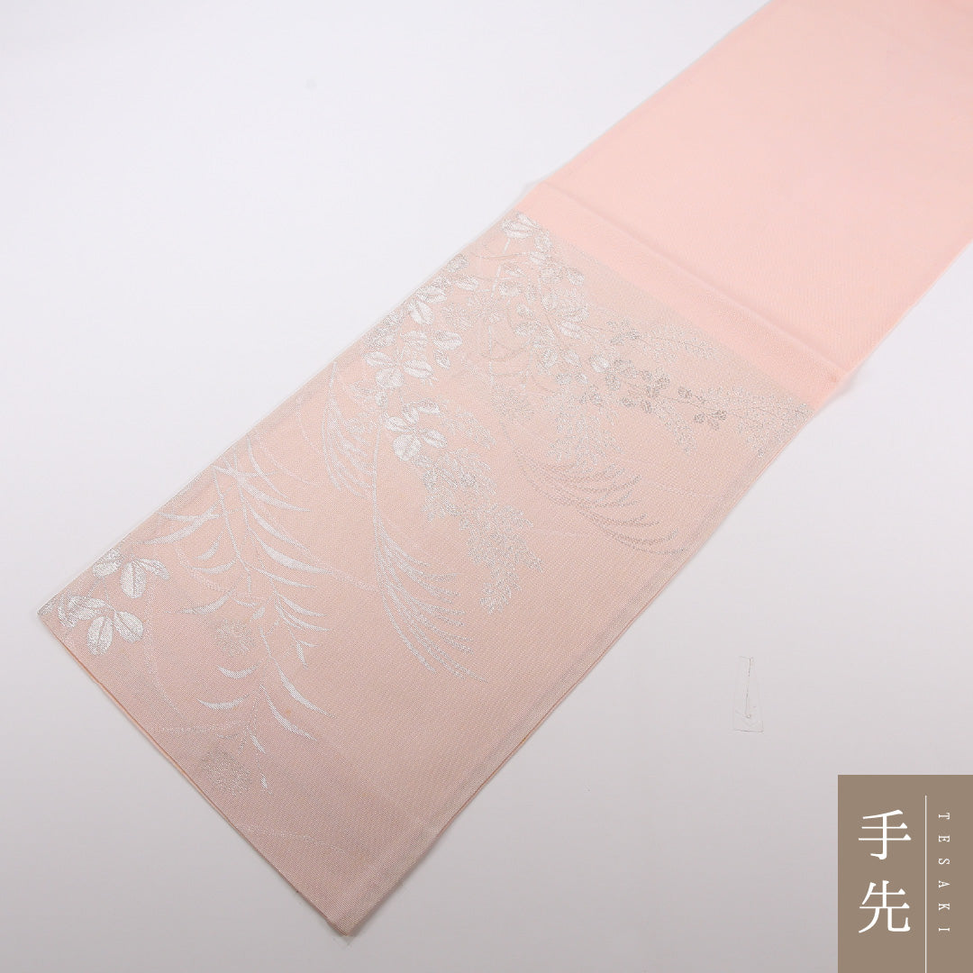 夏物 袋帯 帯丈424cm 正絹 六通 セミフォーマル 秋草文 ピンク系 1243-02491