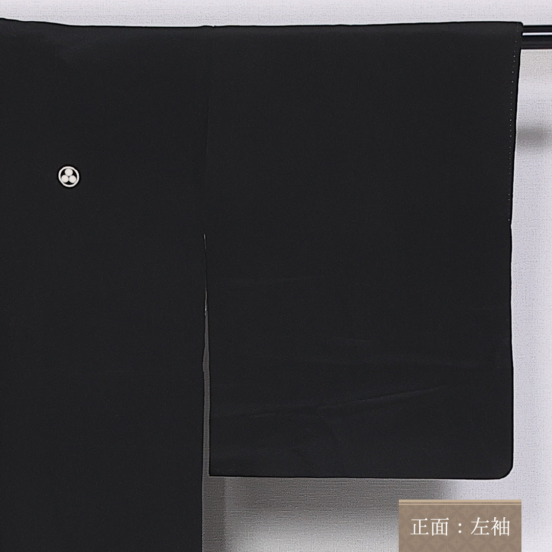 黒留袖 袷 身丈158cm 裄丈65cm 正絹 Aランク 五つ紋 (丸に三ッ星) フォーマル 広衿 Mサイズ 京友禅 比翼 鴛鴦 光悦垣 流水 黒系 M4 1213-06577
