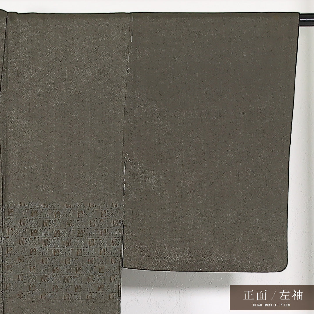 男着物 袷 身丈135cm 裄丈64cm 正絹 Cランク カジュアル 棒衿 XLサイズ 茶系 RP 1224-17462