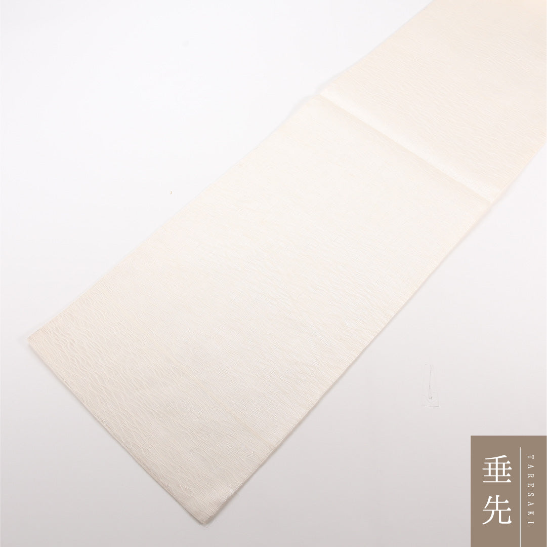夏物 袋帯 帯丈444cm 正絹 ポイント柄 インフォーマル もじり織 扇面文 椿 クリーム系 1243-02516
