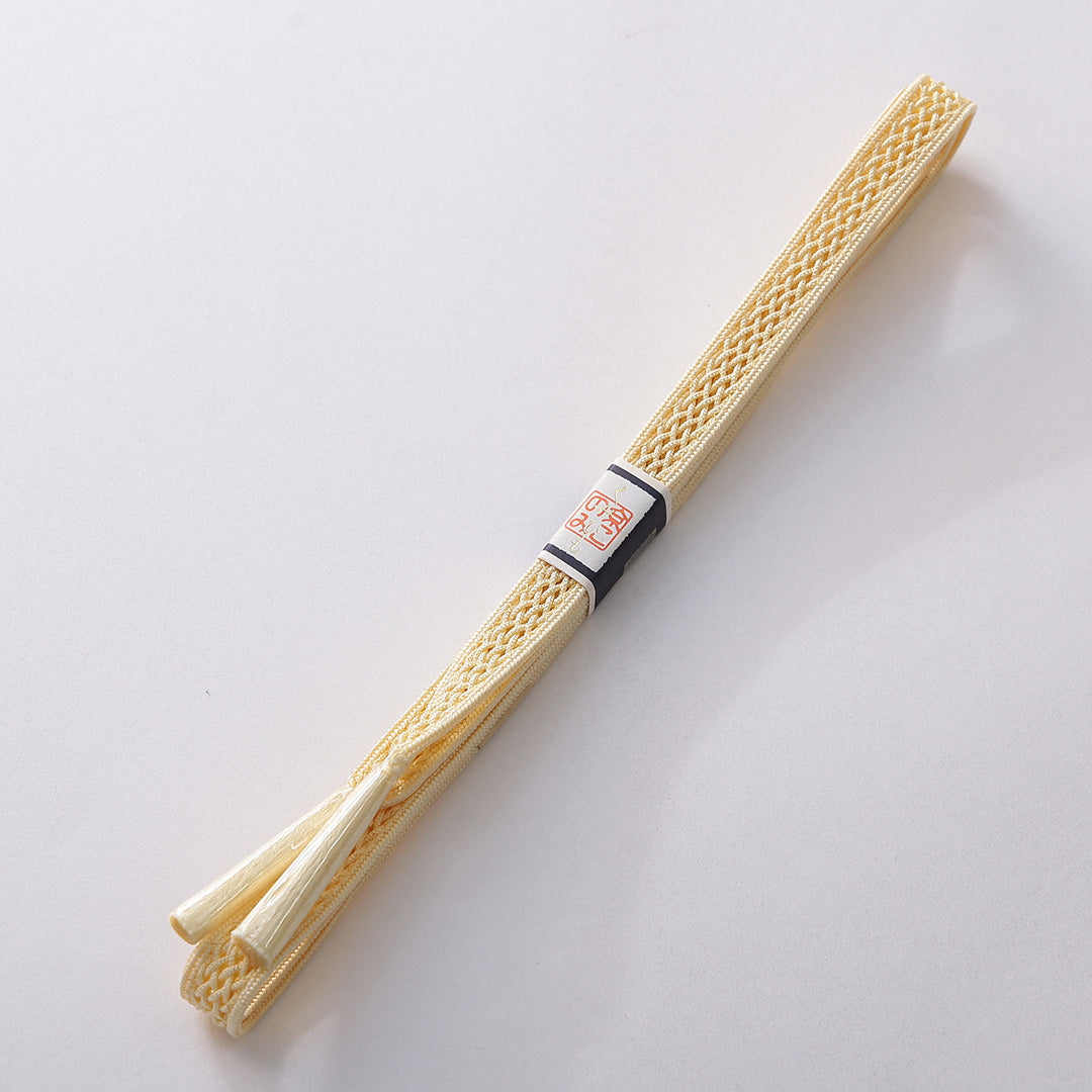 未使用品 夏物 帯締め・帯揚げセット 正絹 レース組 絽 黄系 1254-01085
