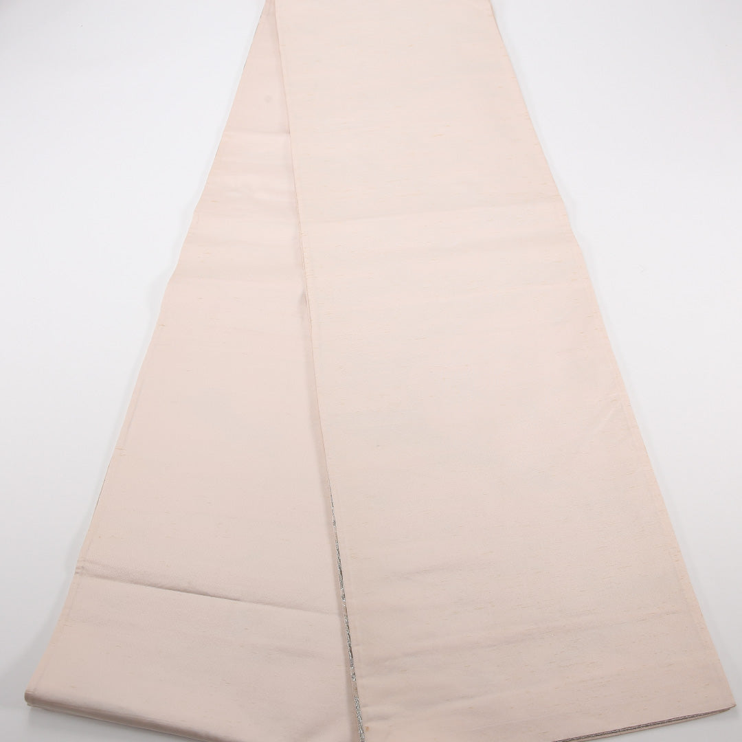菱 袋帯 帯丈418cm 正絹 六通 セミフォーマル 銀系 1243-02522