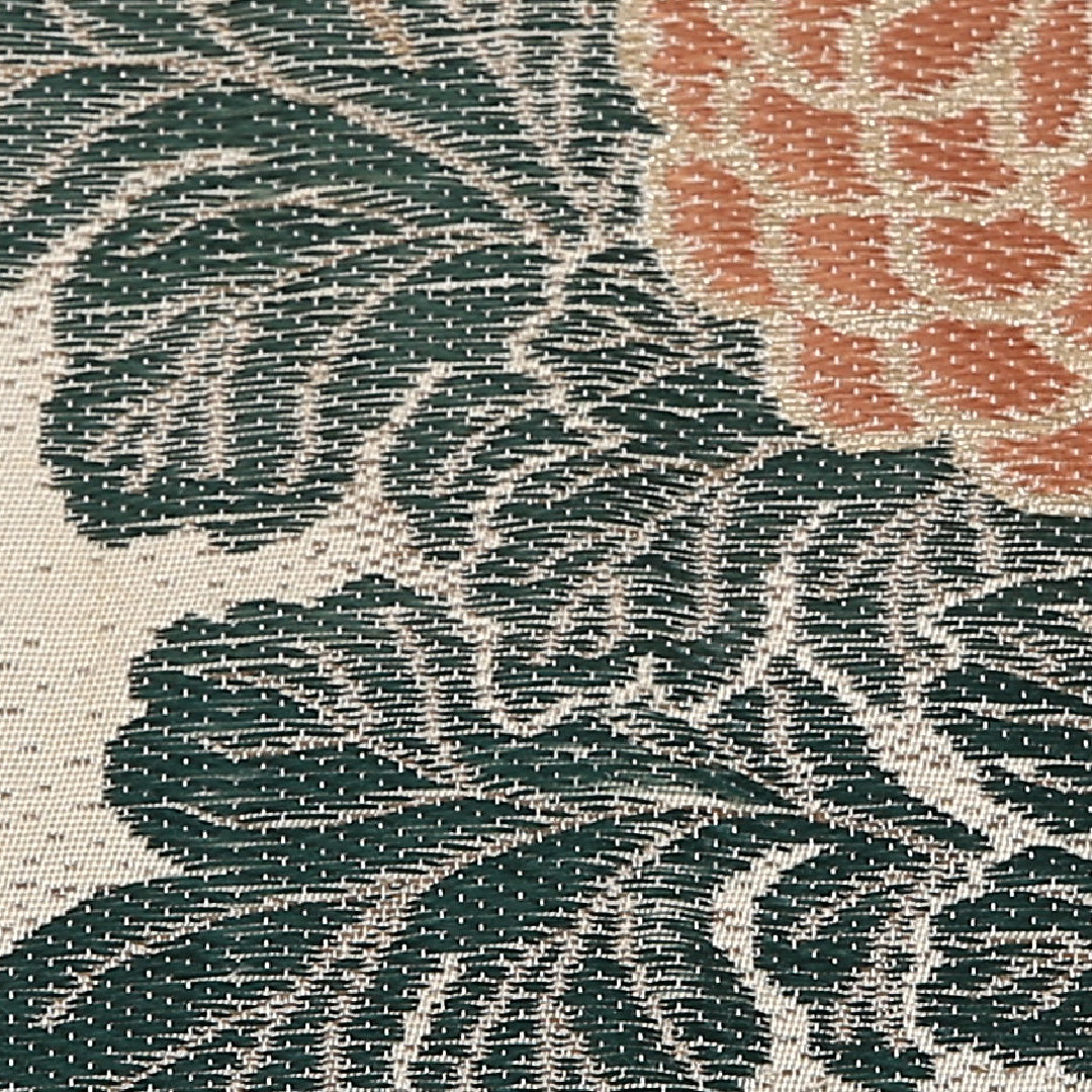 アンティーク 丸帯 帯丈396cm 正絹 全通 菊 クリーム系 1242-02560