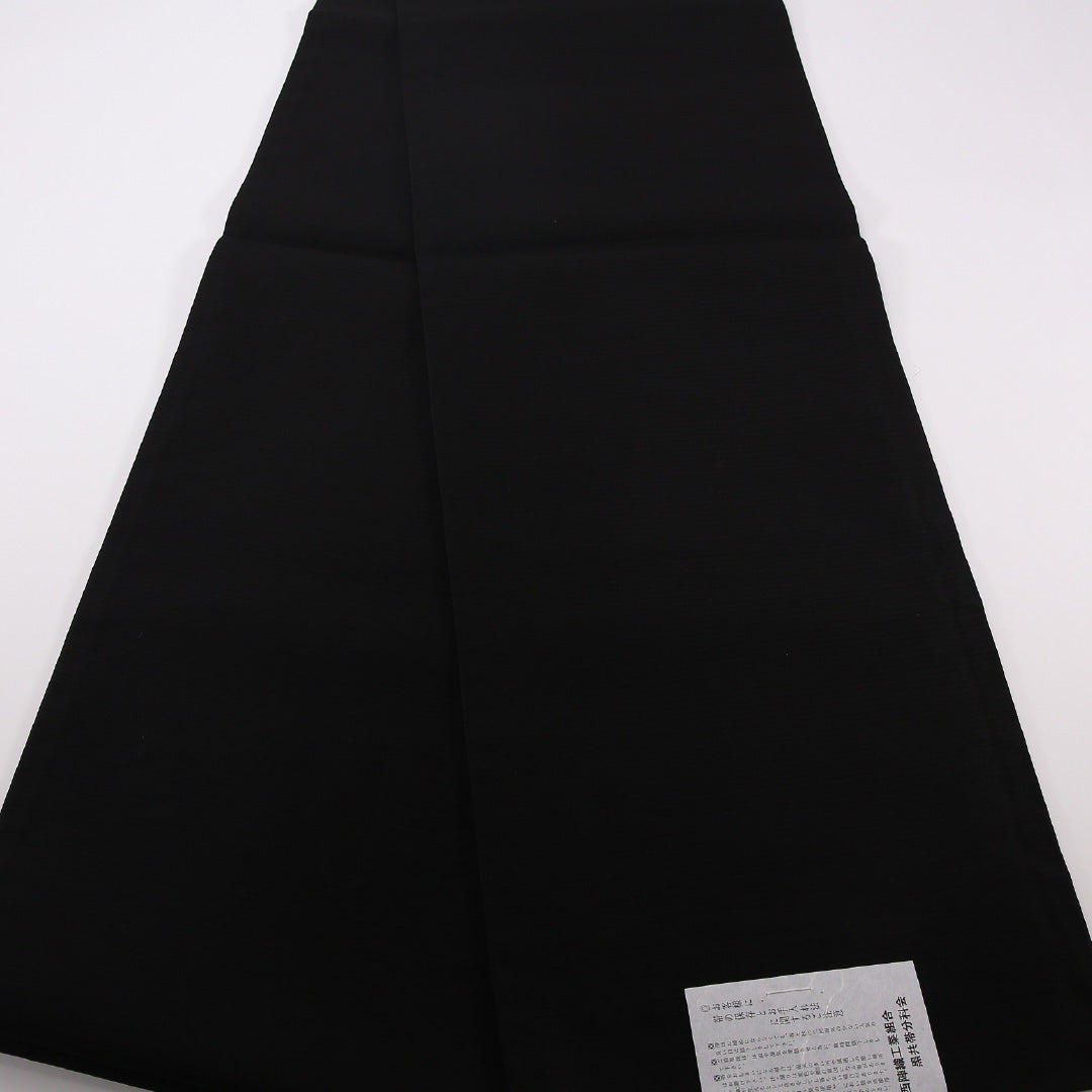 未使用品 夏物 弔事用 袋帯 帯丈452cm 正絹 六通 証紙番号1972 流水 菊 証紙 黒系 1243-02505
