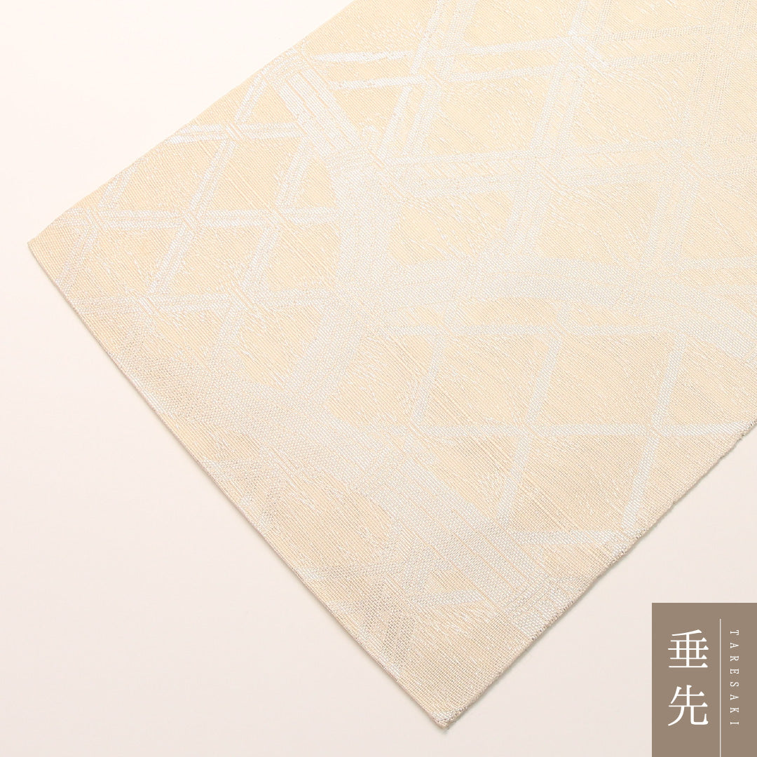 夏物 袋帯 帯丈430cm 正絹 六通 セミフォーマル 光悦垣 クリーム系 1243-02446