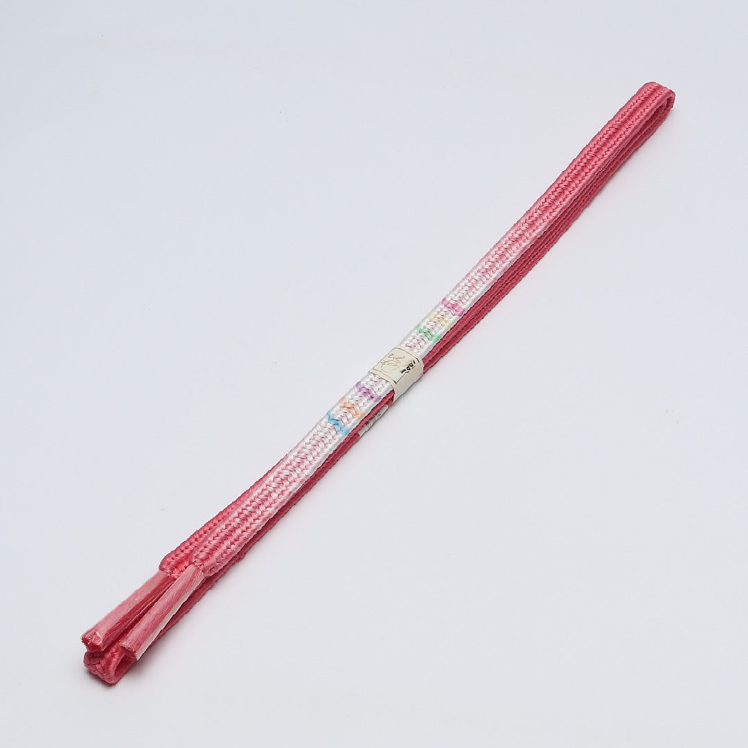 未使用品 帯締め 平組紐 平唐組 正絹 多色系 ピンク系 1251-02084