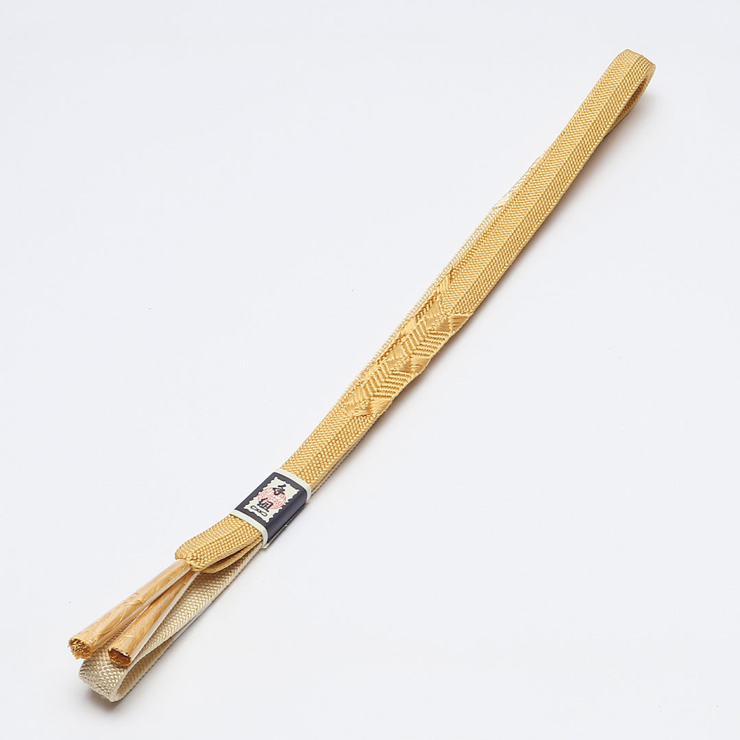 未使用品 帯締め・帯揚げセット 礼装用 正絹 平組紐 笹浪組 綸子 ピンク系 黄系 1254-01016