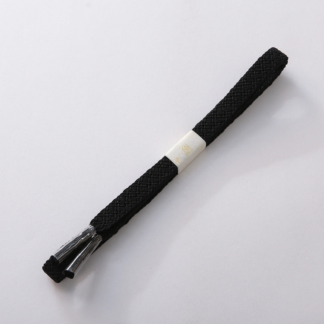 未使用品 夏物 帯締め・帯揚げセット 弔事用 正絹 レース組 絽 黒系 1254-01074