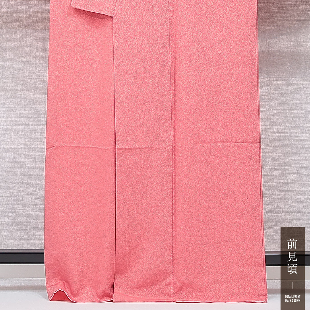 洗える着物 小振袖 袷 身丈163cm 裄丈66cm ポリエステル Aランク セミフォーマル 広衿 Lサイズ 桜 ピンク系 RP 1216-07036