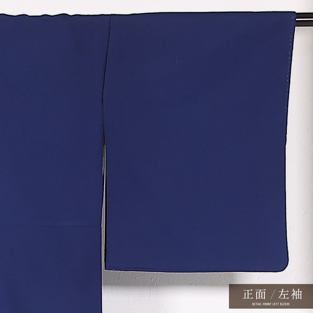 洗える着物 訪問着 袷 身丈148cm 裄丈65cm ポリエステル Aランク セミフォーマル バチ衿 Mサイズ 藤 紺系 RP 1217-17505