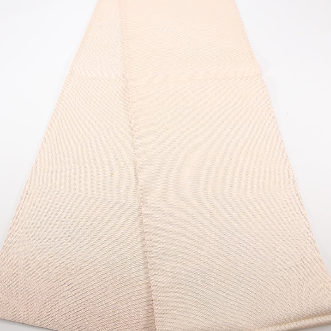 夏物 袋帯 帯丈434cm 正絹 六通 セミフォーマル 唐草牡丹 丸文 クリーム系 ピンク系 1243-02466