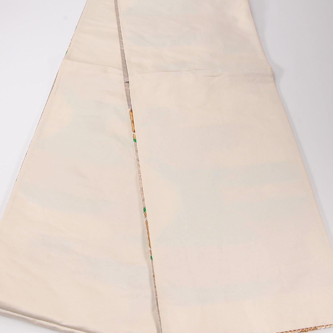 蜀江 袋帯 帯丈424cm 正絹 六通 フォーマル クリーム系 ピンク系 1243-02629