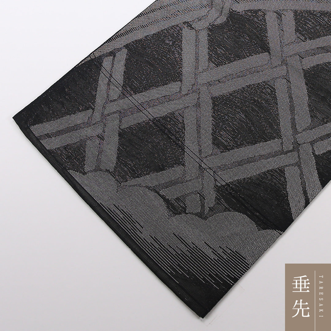 夏物 袋帯 帯丈428cm 正絹 六通 セミフォーマル 光悦垣 黒系 1243-02508