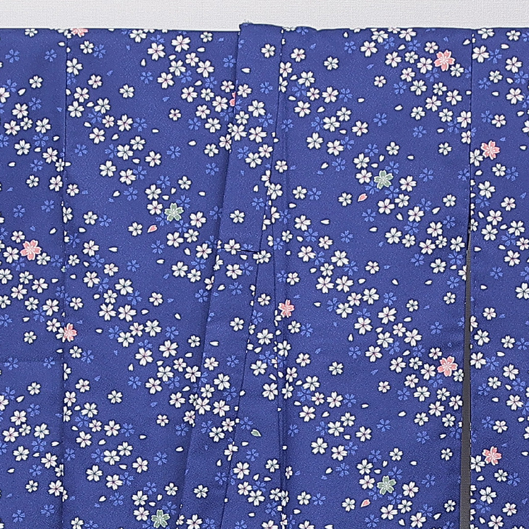 洗える着物 振袖 袷 身丈150cm 裄丈59cm ポリエステル Sランク フォーマル バチ衿 Sサイズ 花柄 紺系 RP 1215-07079