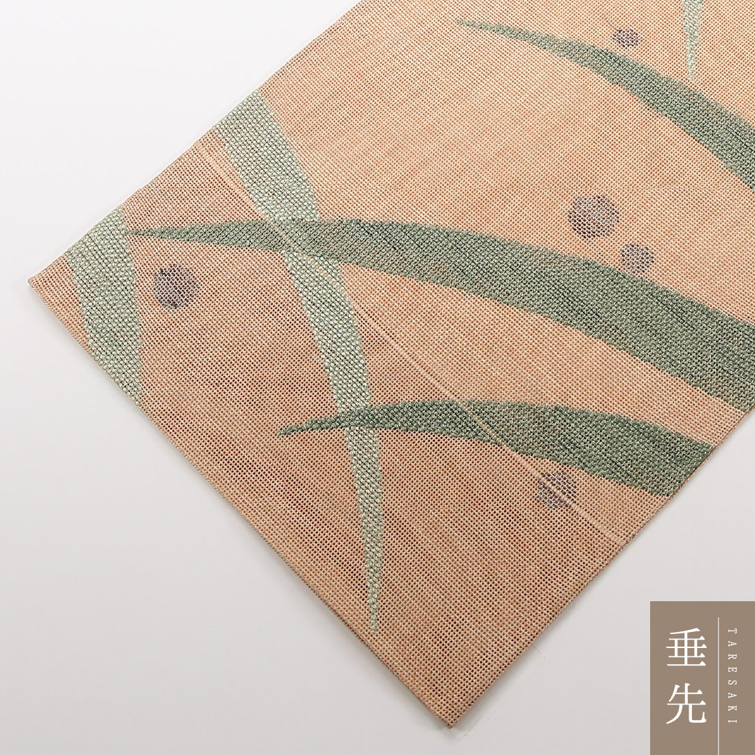 夏物 袋帯 帯丈424cm 正絹 六通 インフォーマル 露芝草 茶系 1243-02473
