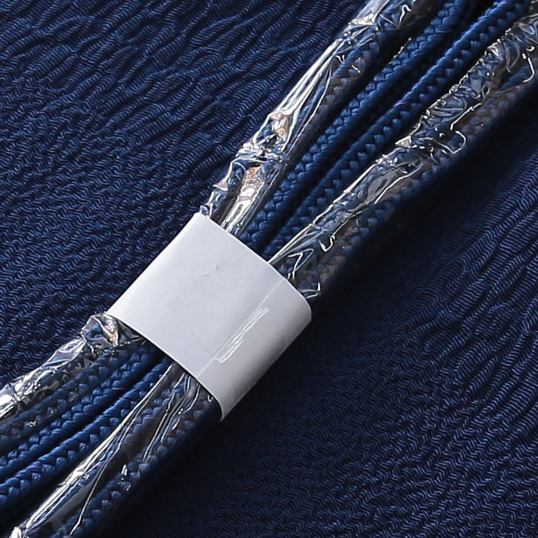 未使用品 帯締め・帯揚げセット 正絹 角組紐 冠組 ふくれ織 紺系 1254-01078