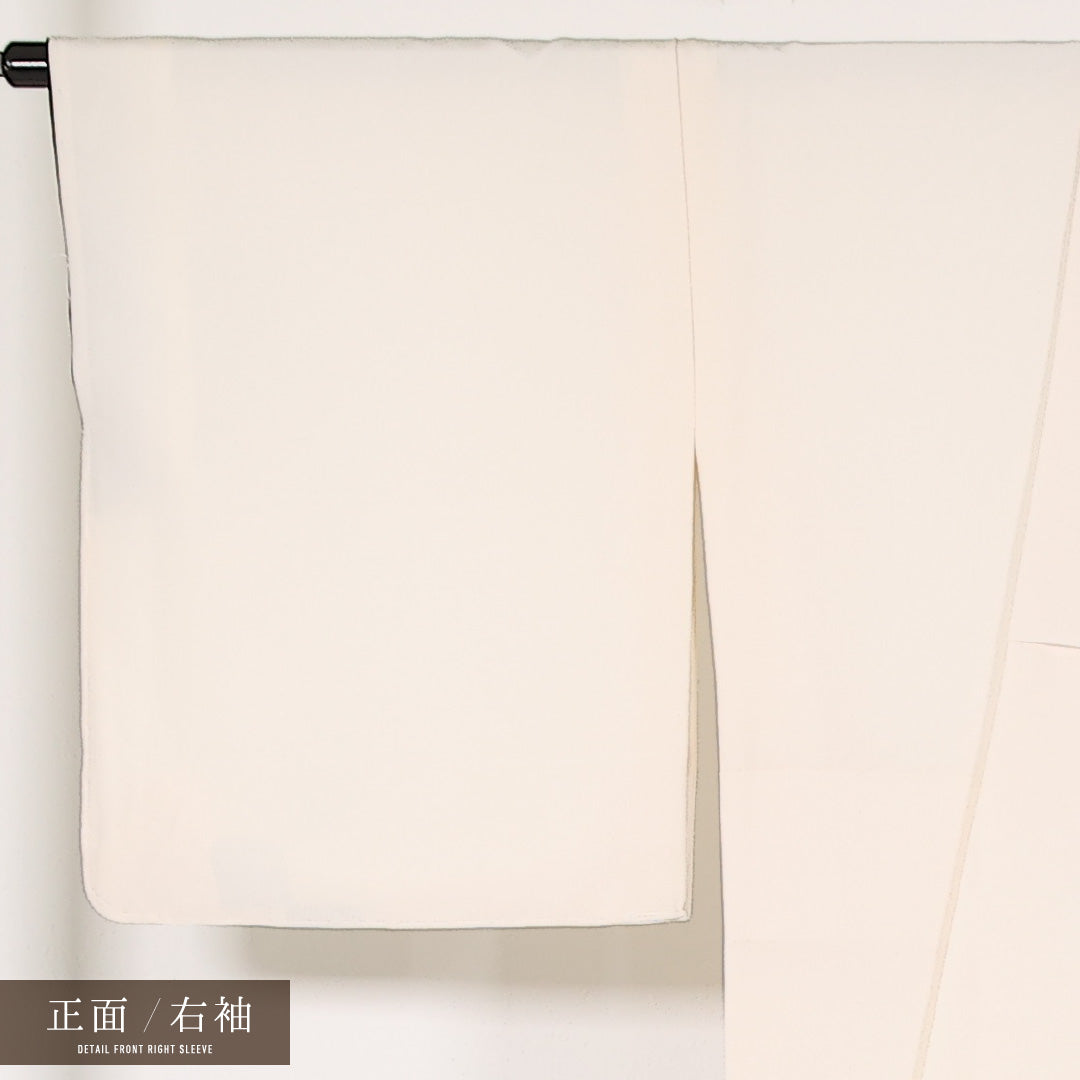 未使用品 付下げ 袷 身丈168cm 裄丈69cm 正絹 Sランク インフォーマル 広衿 Mサイズ 金彩 しつけ糸 市松 南天 白系 M4 1218-17429
