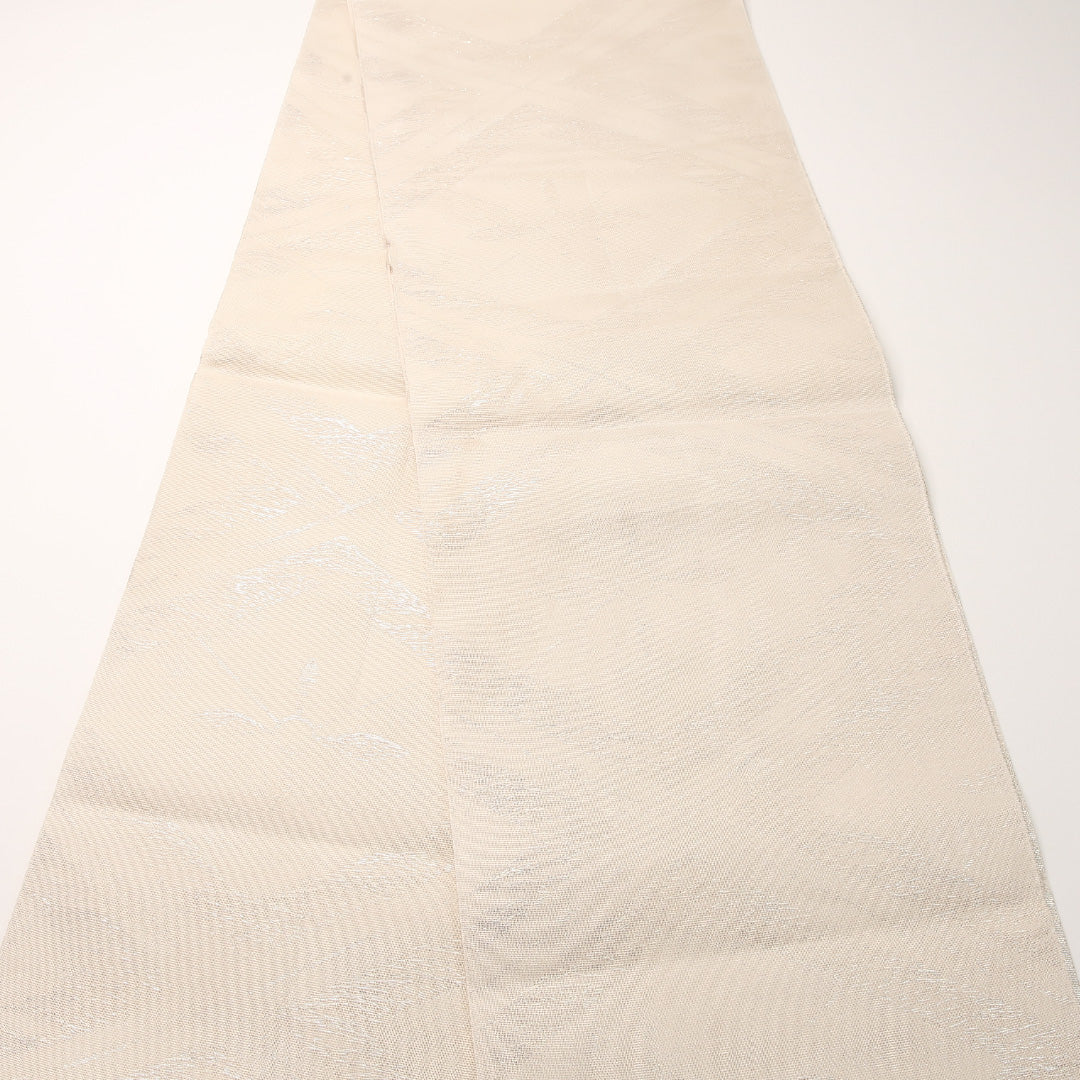 夏物 袋帯 帯丈430cm 正絹 全通 インフォーマル 菊菱 クリーム系 1243-02437